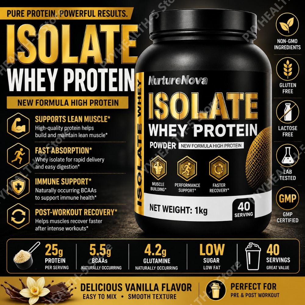 Nutrition For Fitness And Sports - アイソレートホエイプロテインパウダー 1kg 高タンパク質スポーツ栄養シェイク 速溶性、毎日のフィットネス栄養 40食分 バニラ風味