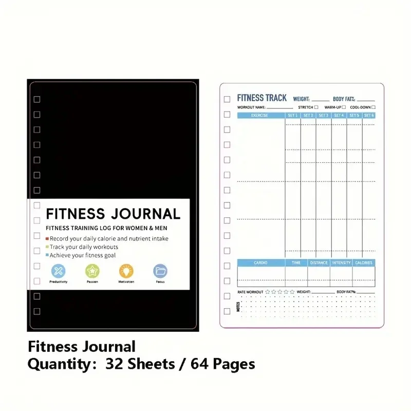 スパイラルノート 毎日の運動と栄養計画表 32枚 フィットネ - Nutrition Fitness Plan のレビューと価格